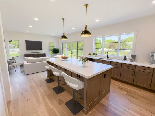 Dining room, Interior, Kitchen, Living room, Pendant Lights, Recessed Lighting, Wood Texture Flooring