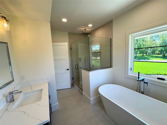 Bathroom, Dual Sink Vanities, Free Standing Baths, Glass Shower, Interior, Recessed Lighting