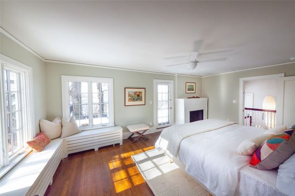Bedroom, Fireplace, Interior, Wood Texture Flooring