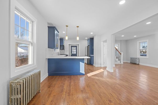 Interior, Kitchen, Pendant Lights, Recessed Lighting, Wood Texture Flooring