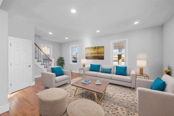 Interior, Living room, Recessed Lighting, Wood Texture Flooring