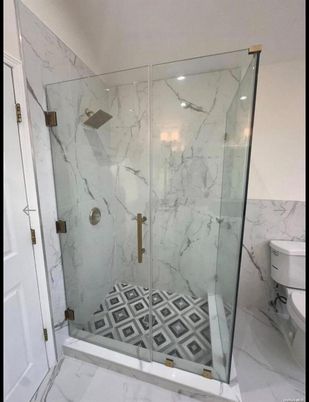 Bathroom, Glass Shower, Interior, Marble, Marble Walls