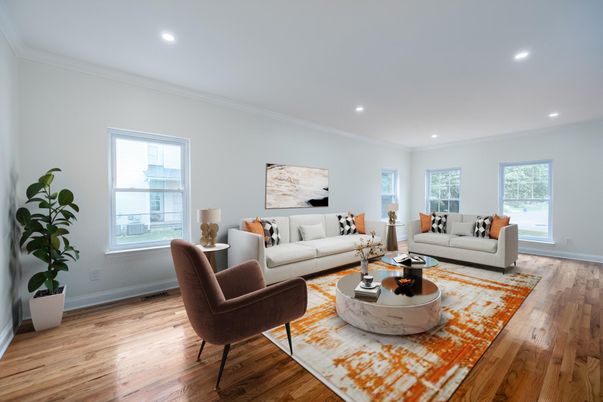 Interior, Living room, Recessed Lighting, Wood Texture Flooring