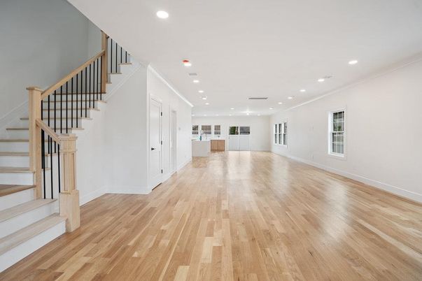 Empty room, Interior, Recessed Lighting, Wood Texture Flooring
