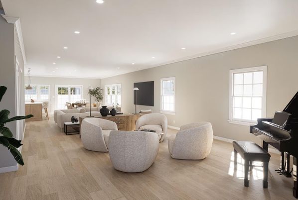 Interior, Living room, Piano, Recessed Lighting, Wood Texture Flooring