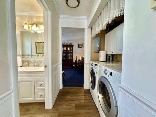 Interior, Washer, Wood Texture Flooring