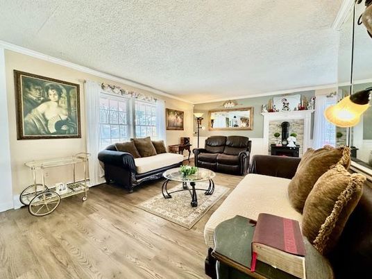 Interior, Living room, Stone Walls, Wood Texture Flooring