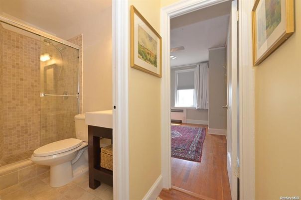 Bathroom, Glass Shower, Interior, Wood Texture Flooring