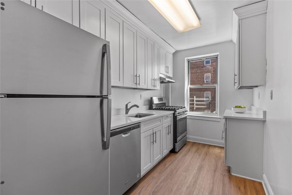 Interior, Kitchen, Stainless Steel Appliances, Wood Texture Flooring