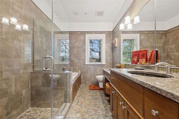 Bathroom, Dual Sink Vanities, Glass Shower, Interior