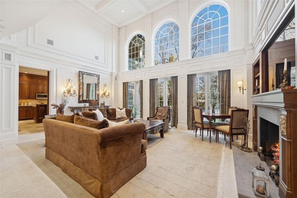 Dining room, Fireplace, Interior, Living room, Recessed Lighting