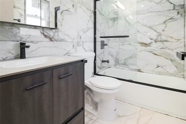 Bathroom, Glass Shower, Interior, Marble Walls