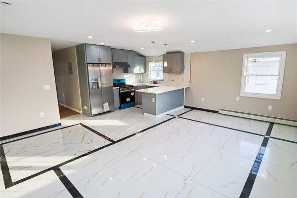 Interior, Kitchen, Marble, Recessed Lighting, Stainless Steel Appliances
