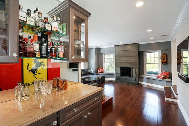 Fireplace, Interior, Recessed Lighting, Wood Texture Flooring