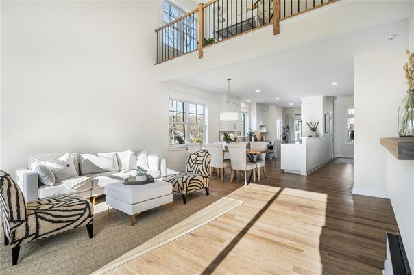 Dining room, Interior, Kitchen, Living room, Pendant Lights, Recessed Lighting, Wood Texture Flooring