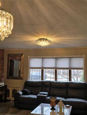 Chandelier, Interior, Living room, Wood Texture Flooring