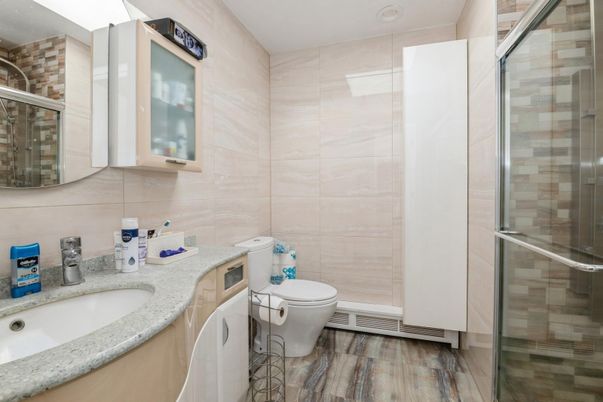 Bathroom, Glass Shower, Interior, Wood Texture Flooring