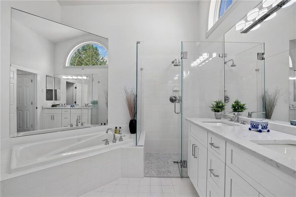 Bathroom, Dual Sink Vanities, Glass Shower, Interior