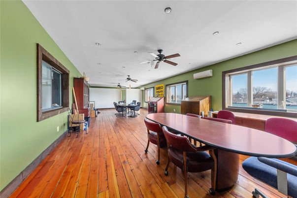 Dining room, Interior, Recessed Lighting, Wood Texture Flooring