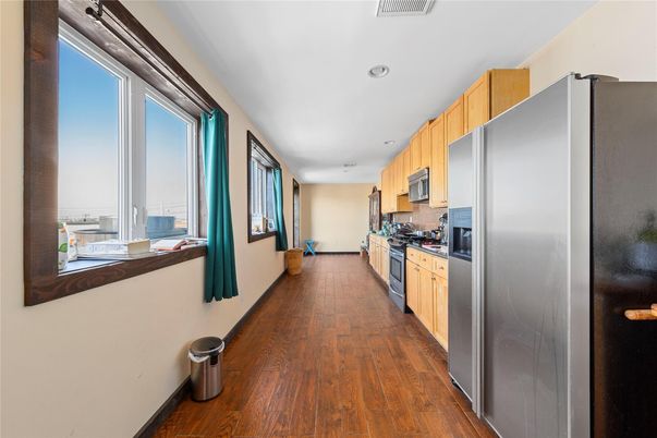 Interior, Kitchen, Recessed Lighting, Wood Texture Flooring