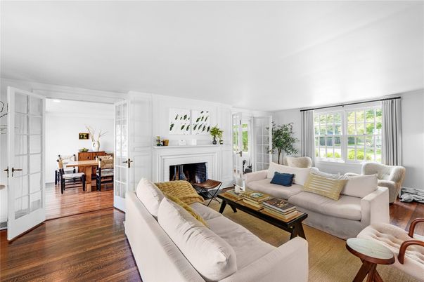 Dining room, Fireplace, Interior, Living room, Wood Texture Flooring