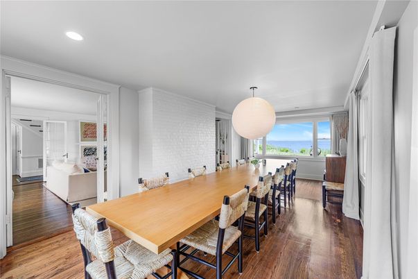 Dining room, Interior, Recessed Lighting, Water, Wood Texture Flooring