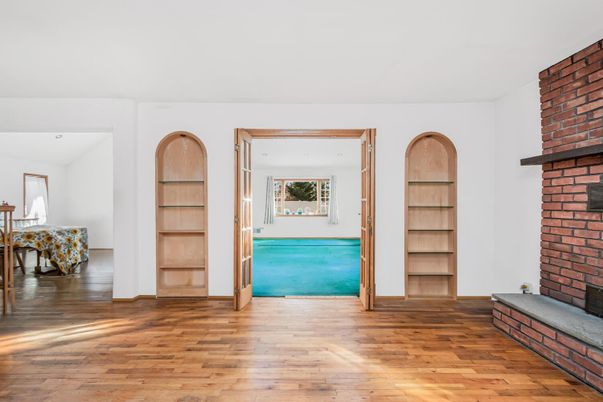 Interior, Stone Walls, Wood Texture Flooring