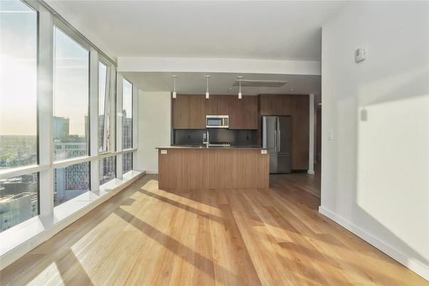 Interior, Kitchen, Pendant Lights, Stainless Steel Appliances, Wood Texture Flooring