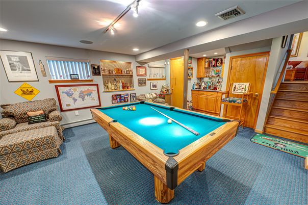 Billiard Table, Game Room, Interior, Recessed Lighting