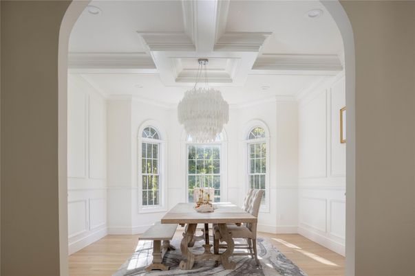 Chandelier, Dining room, Interior, Wood Texture Flooring