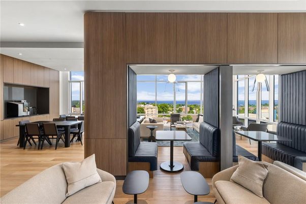 Dining room, Interior, Living room, Recessed Lighting, Wood Texture Flooring, Wooden Walls