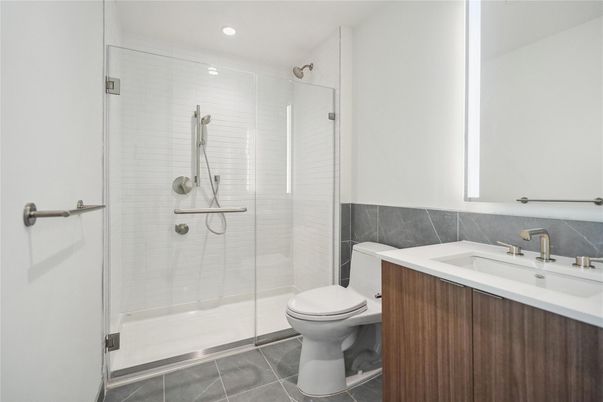 Bathroom, Glass Shower, Interior, Recessed Lighting