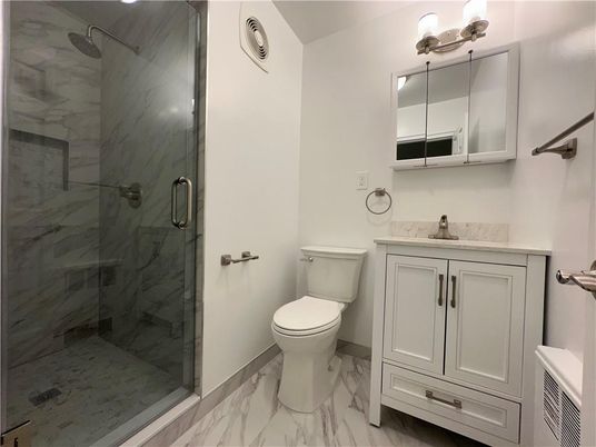 Bathroom, Glass Shower, Interior, Marble, Marble Walls
