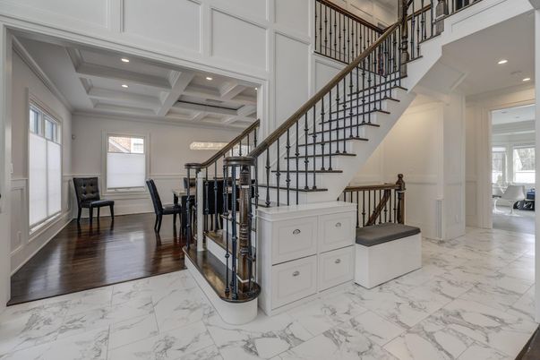 Interior, Marble, Recessed Lighting, Wood Texture Flooring