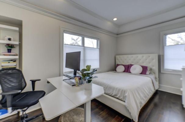 Bedroom, Home Office, Interior, Recessed Lighting, Wood Texture Flooring