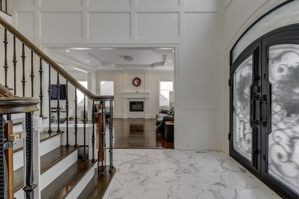 Fireplace, Interior, Marble, Recessed Lighting