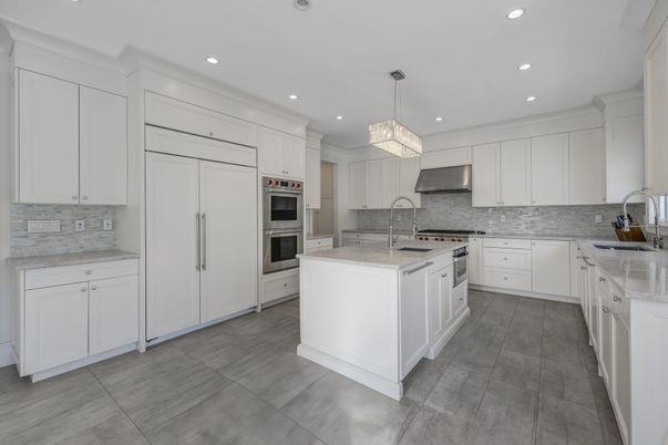 Chandelier, Interior, Kitchen, Pendant Lights, Recessed Lighting, Stainless Steel Appliances