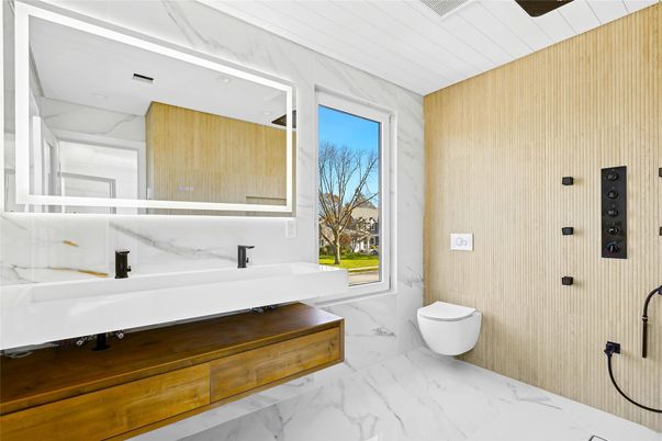 Bathroom, Interior, Marble, Wooden Walls