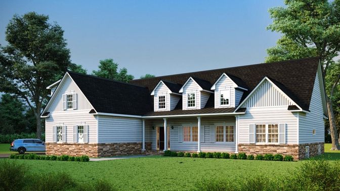Attached, Exterior, Facade, Farmhouse