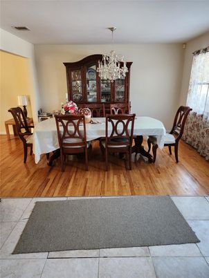 Chandelier, Dining room, Interior, Wood Texture Flooring