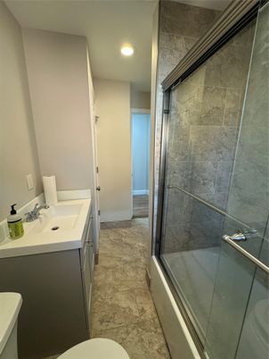 Bathroom, Glass Shower, Interior, Recessed Lighting