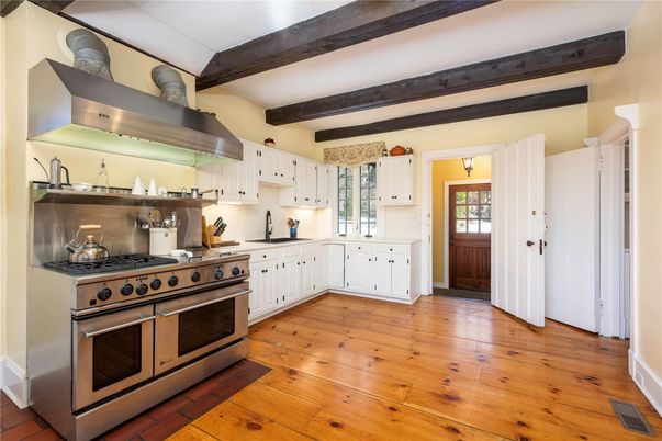 Interior, Kitchen, Stainless Steel Appliances, Wooden Beams, Wood Texture Flooring