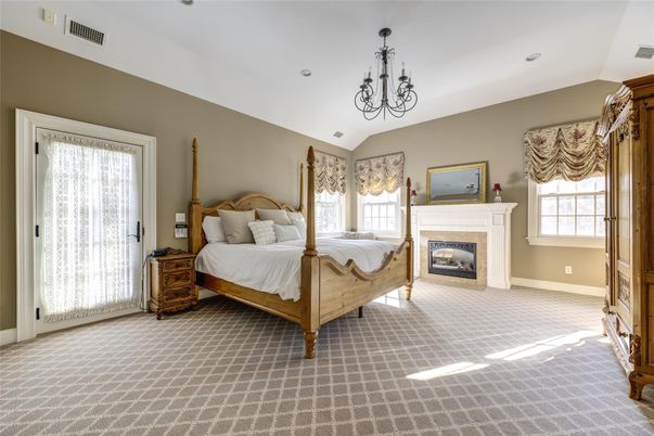 Bedroom, Chandelier, Fireplace, Interior, Recessed Lighting