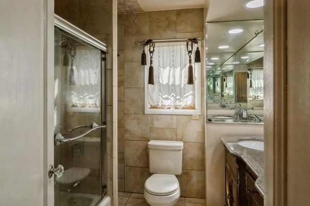 Bathroom, Glass Shower, Interior, Recessed Lighting