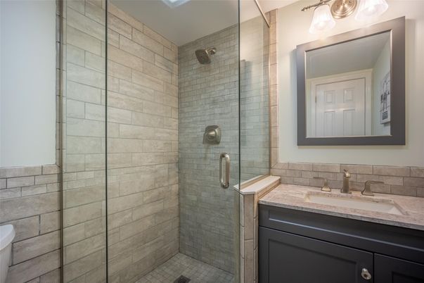 Bathroom, Glass Shower, Interior, Stone Walls