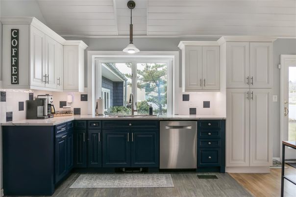 Interior, Kitchen, Pendant Lights, Stainless Steel Appliances, Wood Texture Flooring