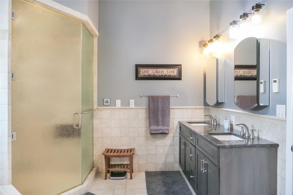 Bathroom, Dual Sink Vanities, Glass Shower, Interior