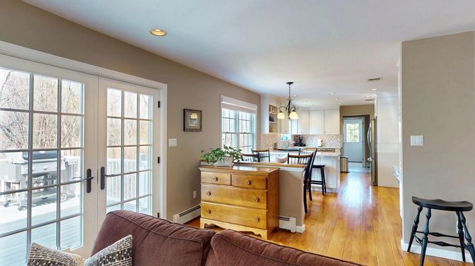 Interior, Kitchen, Living room, Pendant Lights, Recessed Lighting, Wood Texture Flooring