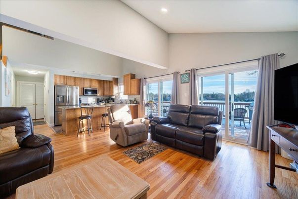 Interior, Kitchen, Living room, Recessed Lighting, Stainless Steel Appliances, Wood Texture Flooring