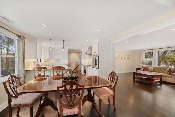 Dining room, Interior, Kitchen, Living room, Pendant Lights, Recessed Lighting, Wood Texture Flooring